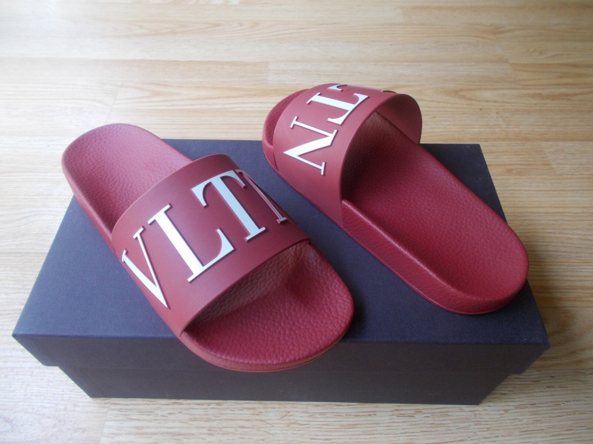 VLTN サンダル Valentino Garavani Mens VLTN Logo PVC Slide Sandals Red Slip On sz