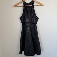 ASTR Dress Women's XS Black Snakeskin Textured Sleeveless Mini Night Out Party