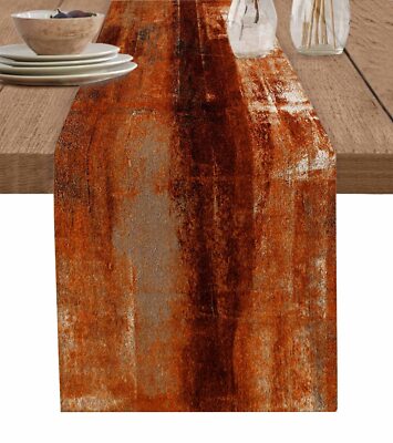 Burnt Orange Table Runner - 108 Inch Long Oil Modern Paintings Abstract Kitch...