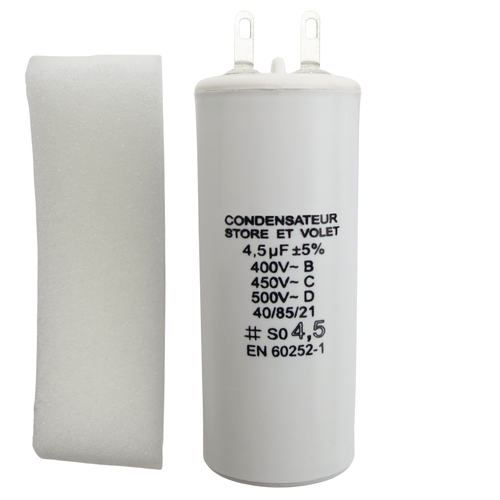 Condensateur 4.5 uF (4,5 µF) pour moteur Somfy ou Simu de volet roulant ou store - Photo 1 sur 6