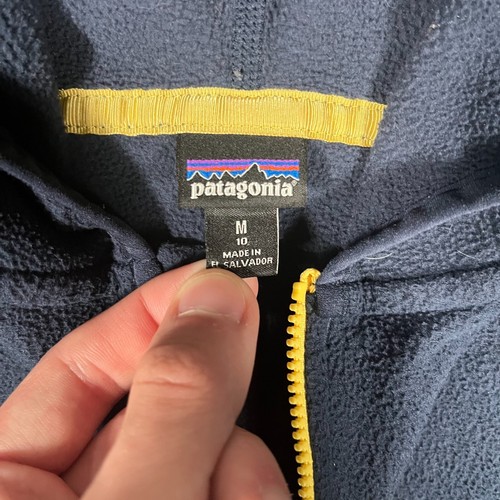 Patagonia Micro D Fleece Jacket Kids Medium Blue Long Sleeve Hooded Full Zipper - Picture 10 of 12