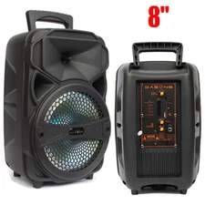 8" Rechargeable Bluetooth Speaker Big LED Stereo Bass Tailgate Loud DJ Karaoke