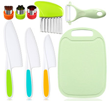 9 Pcs Kids Kitchen Knife Set - Toddler Safe Knives with Cutting Board Y Peeler C