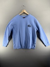 Vintage Quicksilver Sweatshirt Mens L Light Blue Crewneck Logo Y2K Surf Skater