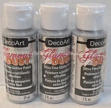 3 Pack DecoArt Glamour Dust Ultra Fine Glitter Paint 2oz Each Silver Bling Craft