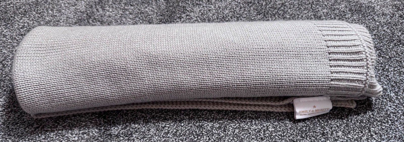 Emily & Meritt Pottery Barn Kids Knit Baby Blanket Gray 30x40 Soft Acrylic