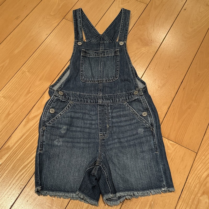 GAP Kids Girls Distressed Jean Denim Short Overalls Shortalls Large 10-12