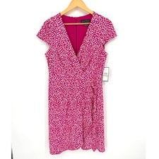 Jessica Howard Pink Floral Sheath Dress Faux Wrap NWT Sz 12 Feminine Chic
