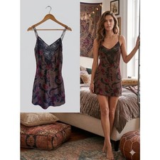 VTG Victoria's Secret Gold Label Paisley Lace Slip Dress -80s 90s Boho - Small