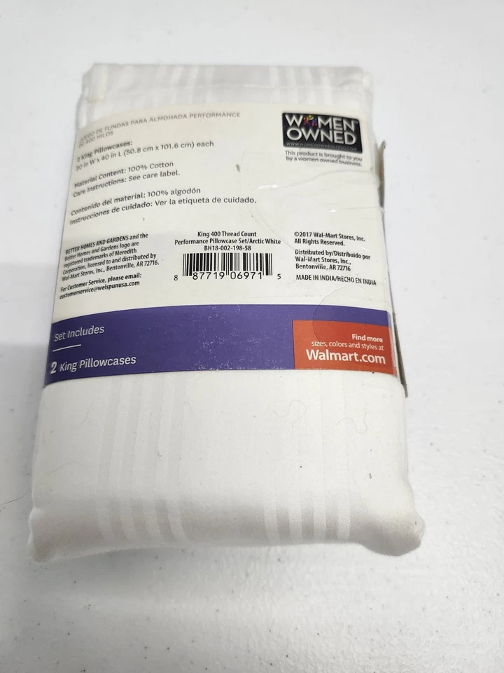 Conjunto de fronhas Better Homes & Gardens 400 Performance, branco na faixa branca K - Imagem 3 de 4