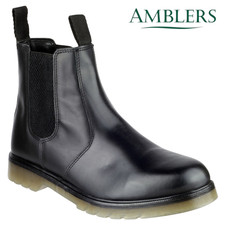 Image of Mens Leather Dealer Boots Amblers Hard Wearing Twin Gusset Pull On Work Boot