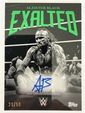 2025 Topps Exalted WWE Black And White Signatures Aleister Black Green /50 Auto