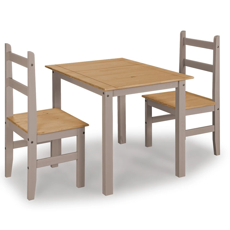 Corona Dining Table Set 2 Seater Grey Rio Solid Mexican Pine Wood Dining Table - Image 2 of 4