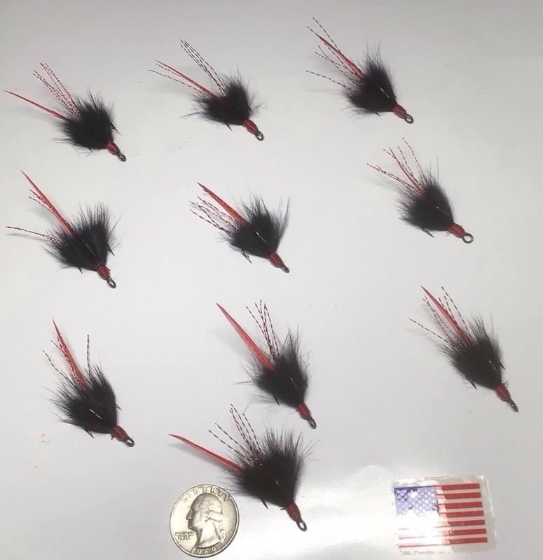 10 Dressed Treble Hooks Size 6,With Hackle,Rabbit Hair, Stronger Than Marabou