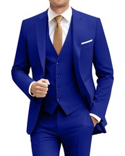 Men's Suit Slim Fit 3 Piece Suit Set Royal Blue Suits for Men Prom Wedding