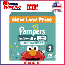 Pampers Baby Dry Ultra Diapers, Up to 100 Leakproof Size 5 20-37 lbs , 78 ea
