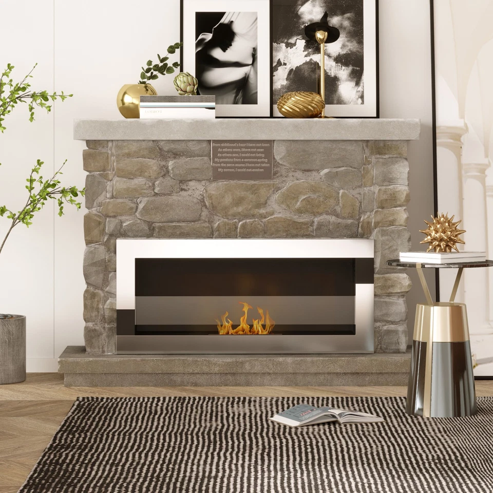 HOMCOM Camino Bioetanolo in Acciaio Inox 2.5h Combustione Serbatoio 1L Argento - Immagine 3 di 4