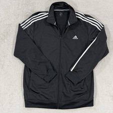 Adidas Track Jacket Men  s XL Black 3-Stripes Essentials Warm-Up Full Zip