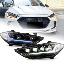 LED Headlights For 2017-2018 Hyundai Elantra w/Dynamic DRL Chrome Front Lamps