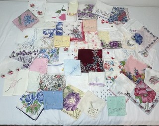 Lot 45 Vintage Ladies Hankies Handkerchiefs Florals Lace Embroidered More