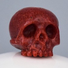 12.50mm Natürlich Rot Schwamm Koralle Totenkopf Perlen Vertikal Bohrer Schmuck