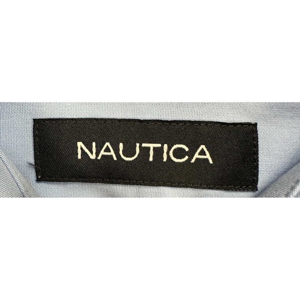 Nautica Mens Dress Shirt 15.5 34-35 Blue Button Up Long Sleeve Pocket Cotton NEW - Image 4 of 4