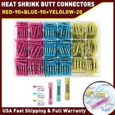 200X Waterproof Heat Shrink Wire Butt Splice Crimp Connector Terminals Kit W/Box