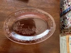 Depression glass “cabbage Rose Or Rose Of Sharon Serving Platter Vintage