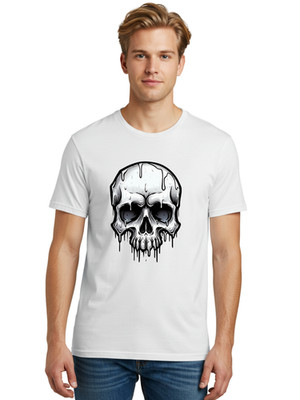 Melting-Skull-12 Mens Graphic Tee, 100% Cotton, Casual Summer Wear