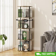 360 Rotating Bookshelf Spinning Bookcase Corner Storage Organizer Display New