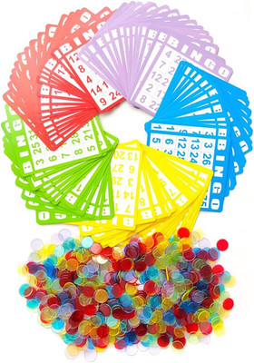 Yuanhe Bingo Cards Game Set - Includes 100 Bingo Cards and 1000 Colorful Transpa