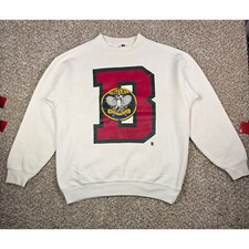 Vintage BOA Sportswear Tennis Graphic Sweatshirt Cream Size L Made in USA