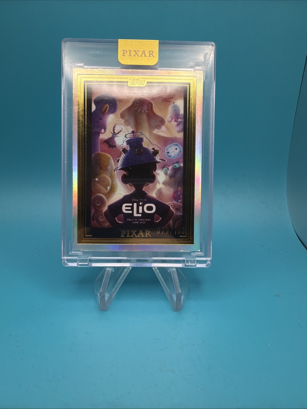 2025 Topps Pixar Gold Wall Art /100 ELIO Encased Foil SSP CP1
