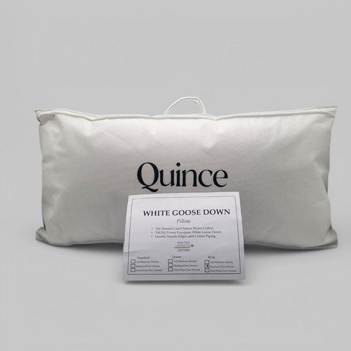 Quince Luxe Goose Down Pillow White King Medium Firm ~ NWOT