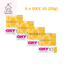 4 x OXY 10 25g 10 Benzoyl Peroxide -Stubborn Acne Pimple Cream Maximum Strength