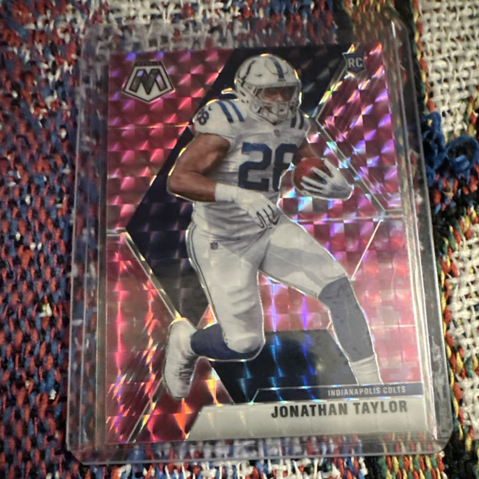 2020 Panini Mosaic Jonathan Taylor Rookie #216 Camo Pink Mosaic Prizm Colts