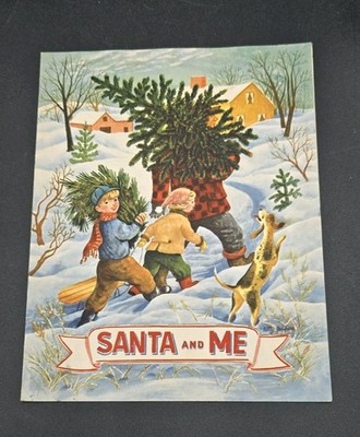 Vintage 1954 Photo Holder Full Color Christmas Visit With Santa Folder 