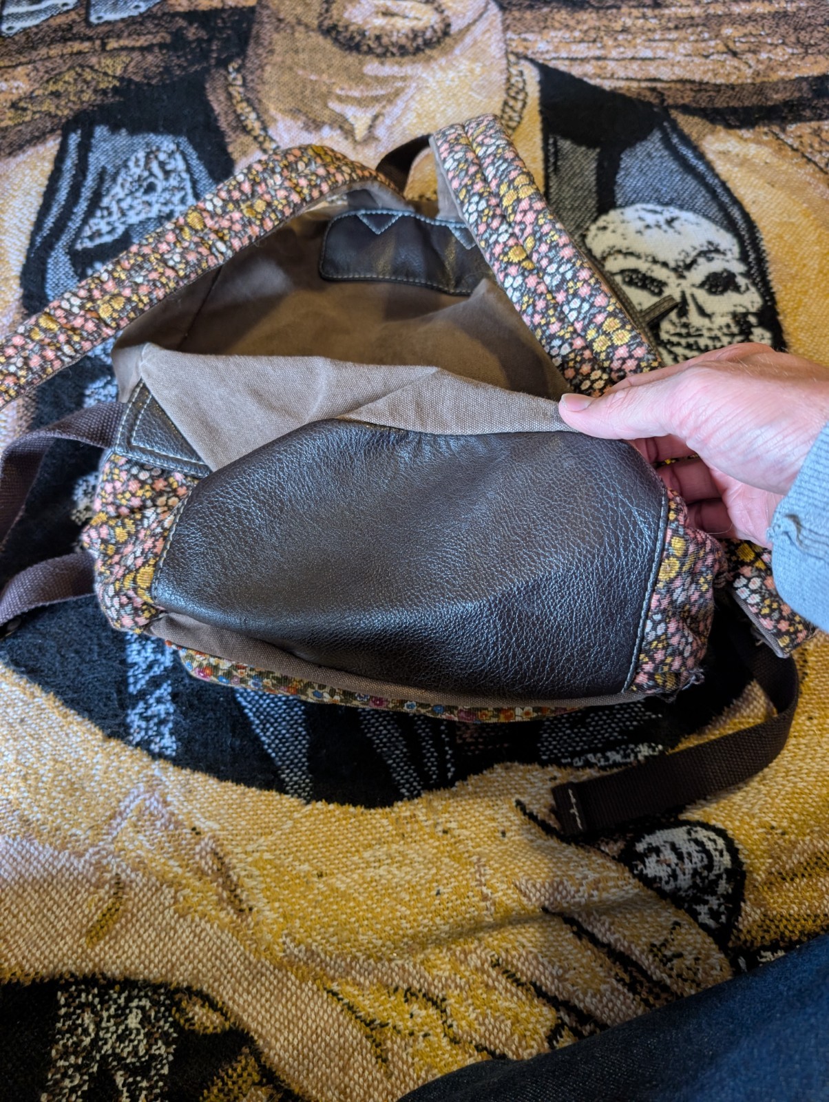 Union Bay Backpack Boho Patchwork Brown And Flora… - image 12