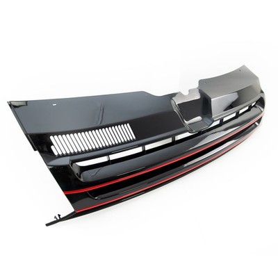 Frontgrill Kühlergrill ohne Emblem für VW T5 GP Bj. 2009-2015 Schwarz Glanz Rot