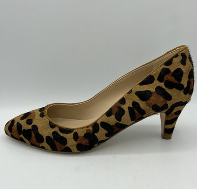 L K Bennett London Classic Court Pump Womens 7 Leopard Kitten Heel Calf Helga 37