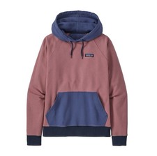 Women's PATAGONIA P-6 Label Organic Hoody Mauve Blue Navy Size XS