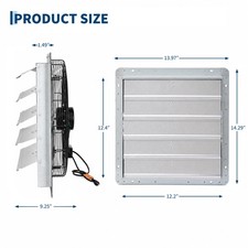 12 Inch Shutter Exhaust Fan Wall-Mounted Ventilation for Garage Greenhouse Shed