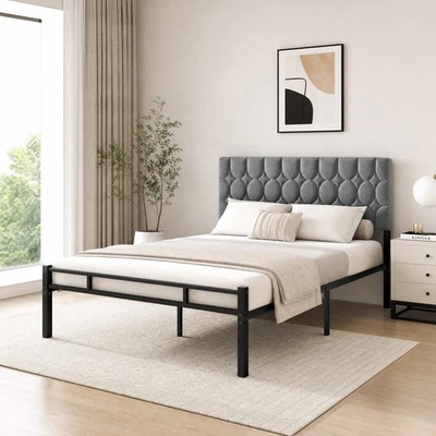 Polsterbett Bettgestell 90/140/160CM Bettrahmen Metall Lattenrost Designbett - Bild 1 von 4