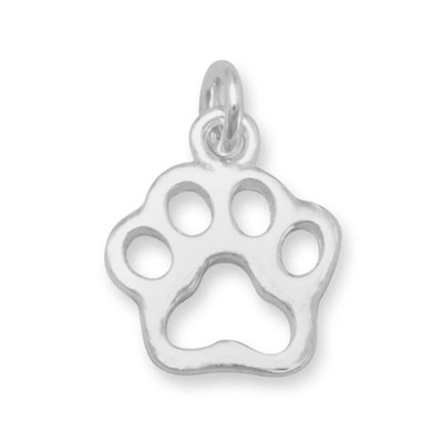 .925 Sterling Silver Small Cut Out Paw Print Charm