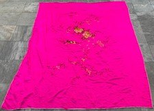 Vintage Qing Dynsty Vintage Chinese Tablecloth, Silk Embroidered Colth 5x6 ft
