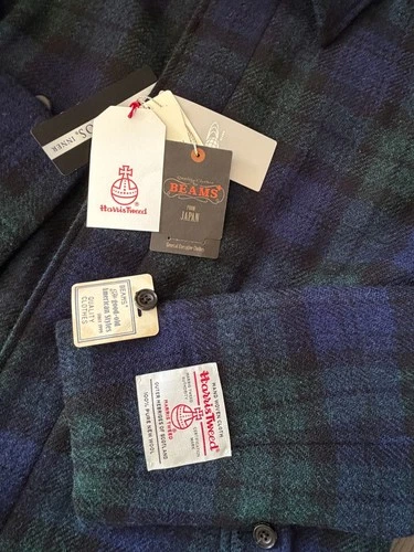 BEAMS PLUS Todd Snyder Men Black Watch Bal Collar Harris Tweed Coat Size XL NWT image 11