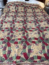 100 cotton patchwork WEDDLING RING Quilt cottage florals 80 x 80 Full/Queen