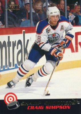 1992-93 Score SHARP SHOOTERS #30 CRAIG SIMPSON - Edmonton Oilers
