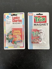 Set 2 Vintage 90s General Mills Cereal Magnets Lucky Charms Trix Sealed Packages