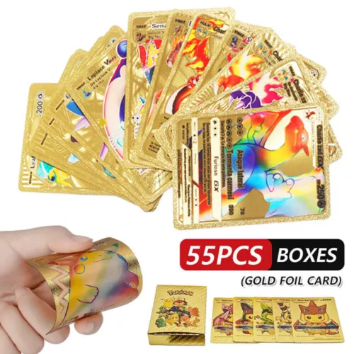55Pcs For Pokemon Card Metal Silver Gold Mint Vmax GX Charizard Collection Boxes - Picture 1 of 13